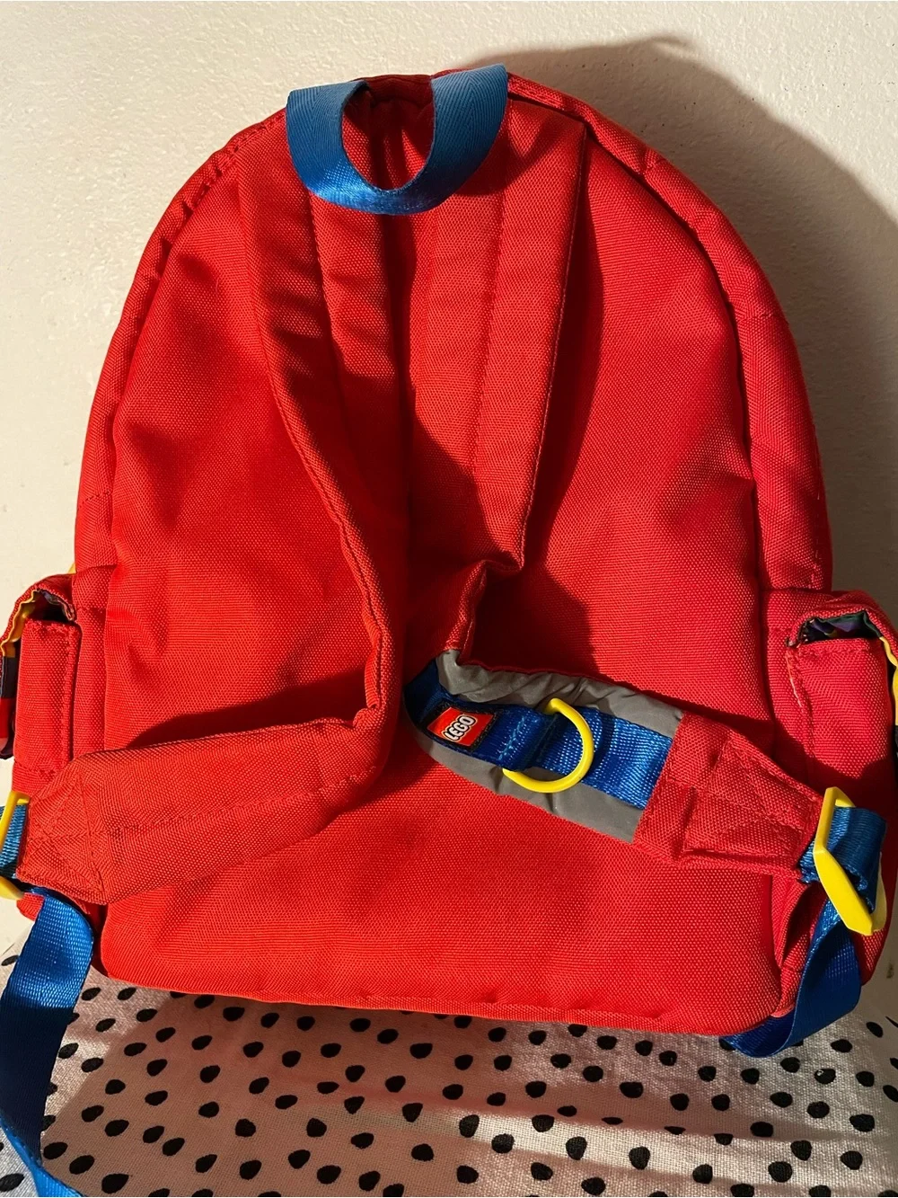 LEGO Kids Red Quilted Backpack with Yellow Trim
